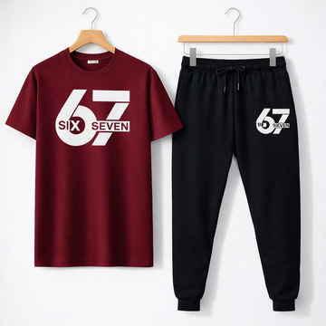 Men Printed Maroon Tracksuit For Men